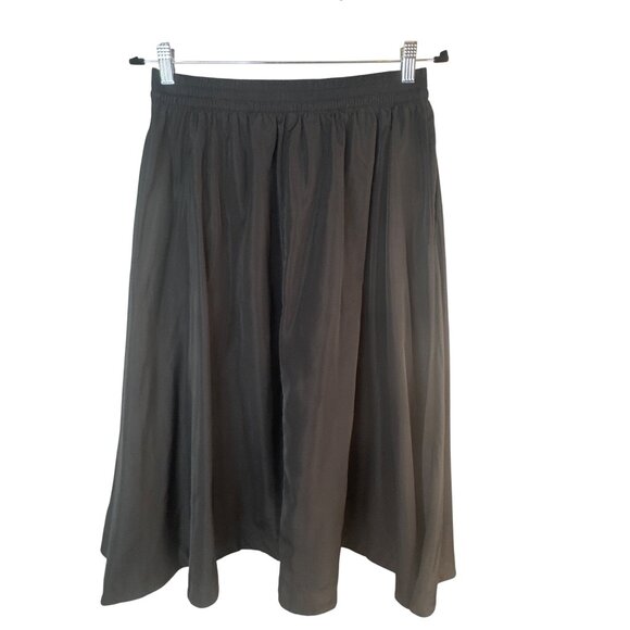 ZARA Black M/L Elastic Waist Midi Skirt Zara Polyester Flowy Design - Picture 13 of 15